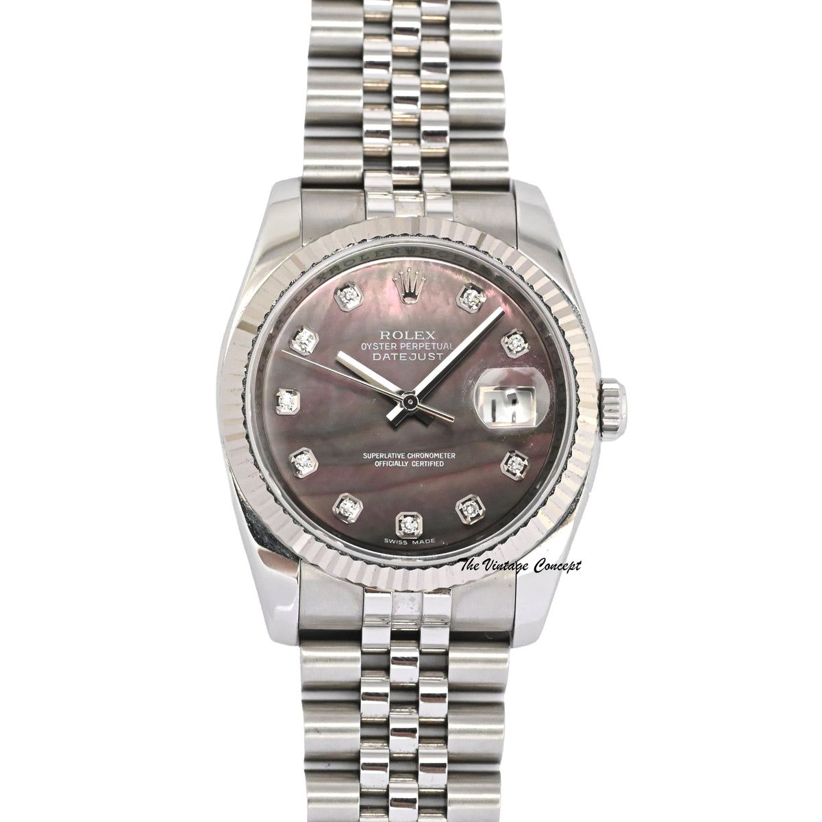 Rolex Steel Datejust MOP Dial with Diamond Indexes w/ card Ref. 116234