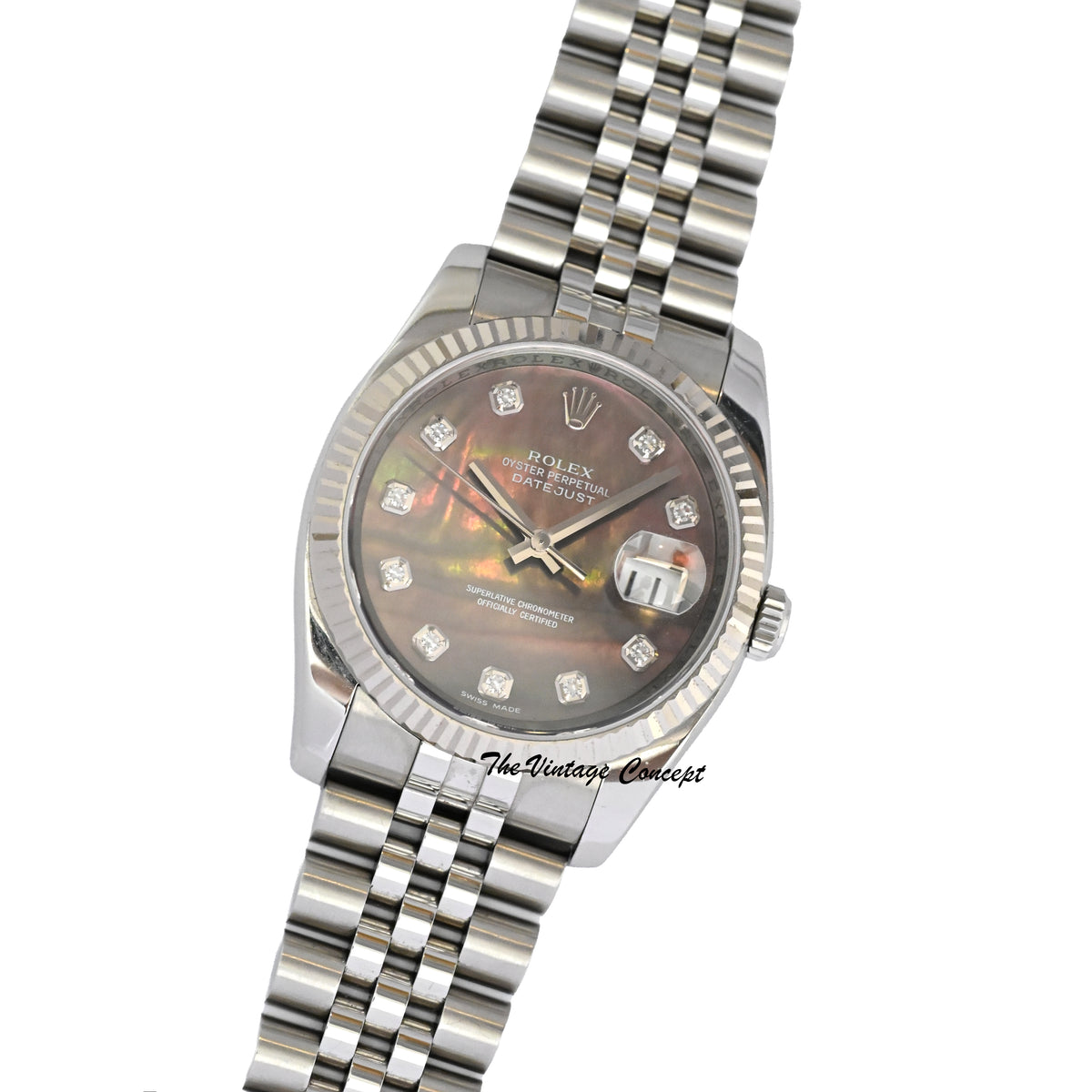 Rolex Steel Datejust MOP Dial with Diamond Indexes w/ card Ref. 116234