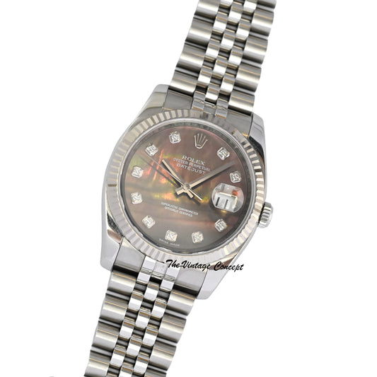 Rolex Steel Datejust MOP Dial with Diamond Indexes w/ card Ref. 116234