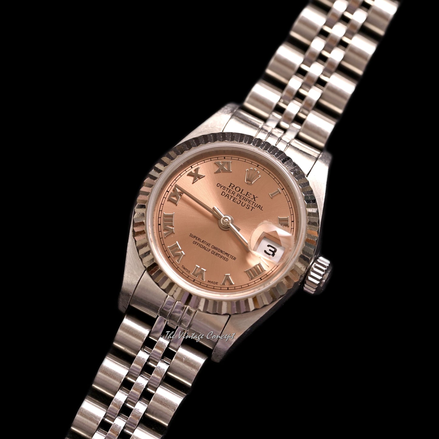 Rolex Steel Lady Datejust Salmon Dial with Roman Indexes w/ paper Ref. 79174