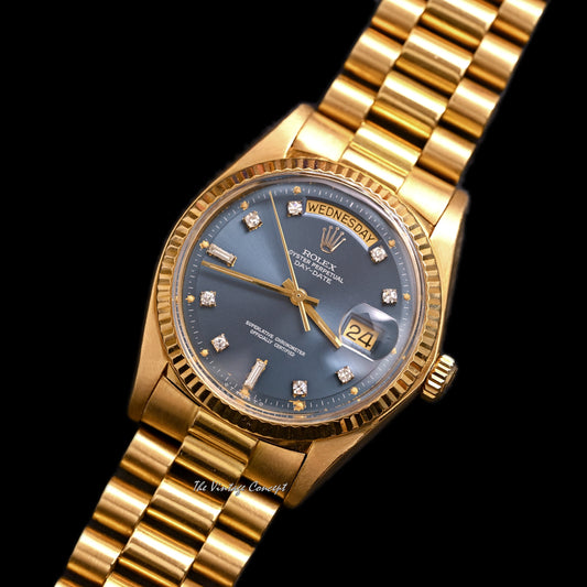 Rolex Day-Date 18K Yellow Gold Blue Sigma Dial with Diamond Indexes Ref. 1803