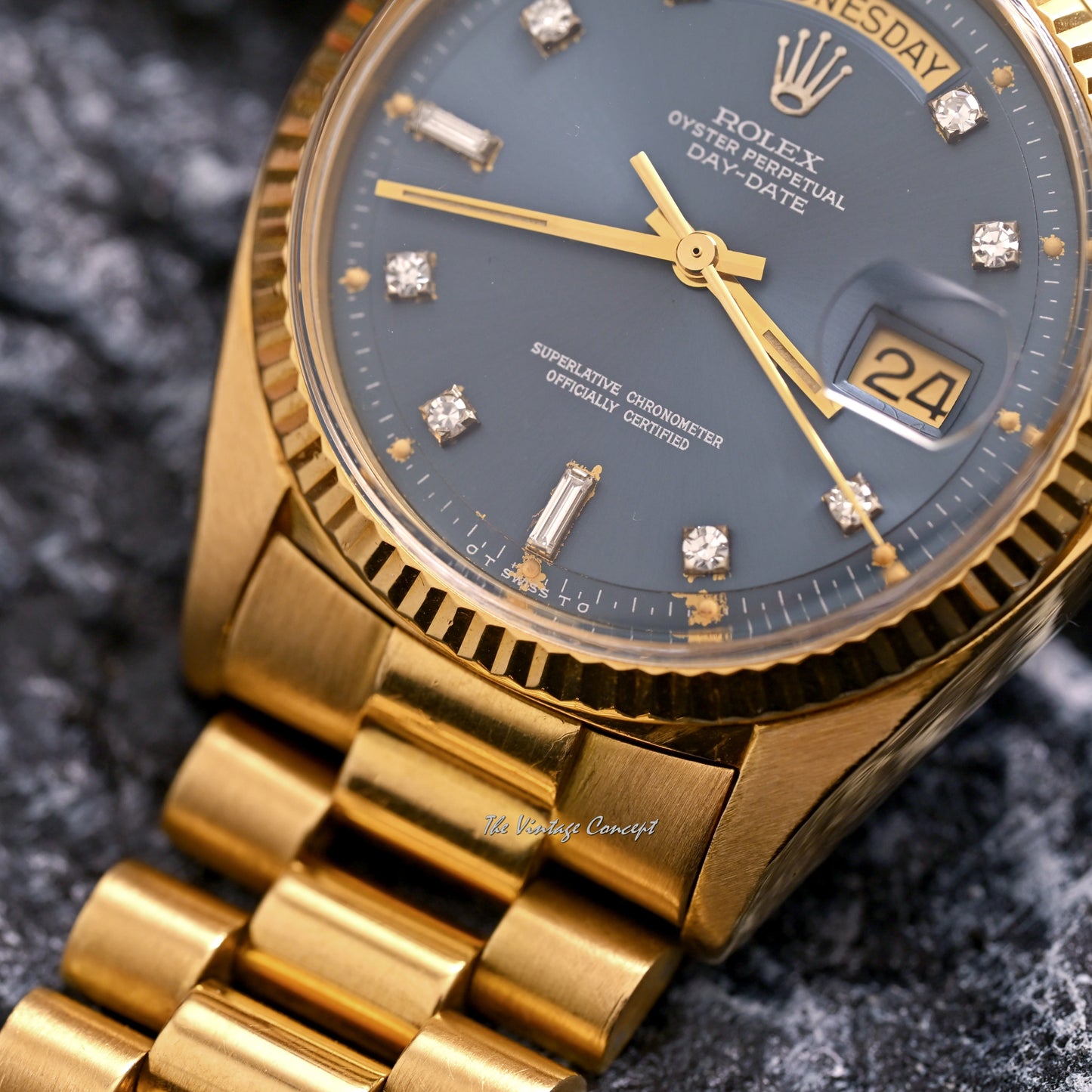 Rolex Day-Date 18K Yellow Gold Blue Sigma Dial with Diamond Indexes Ref. 1803
