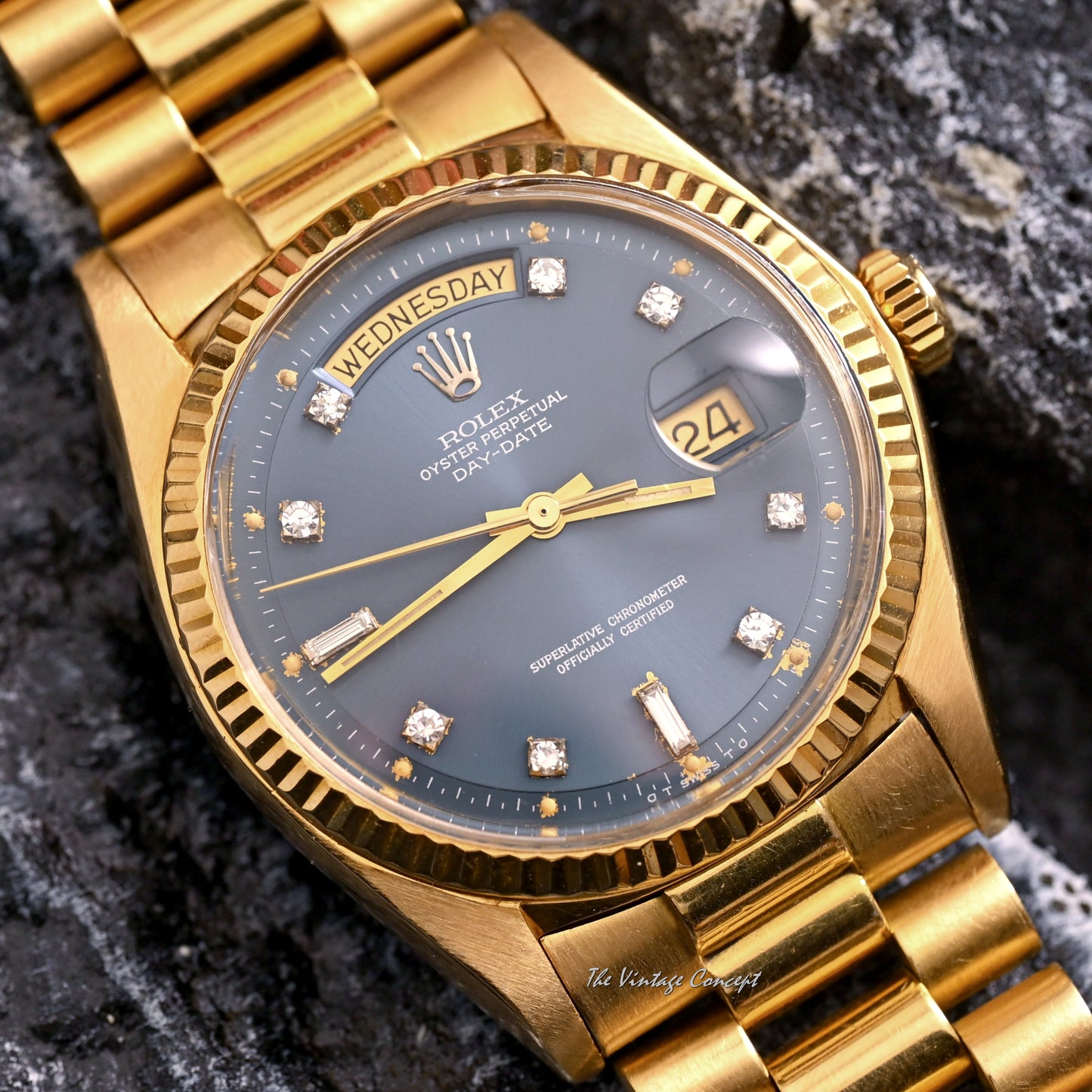 Rolex Day-Date 18K Yellow Gold Blue Sigma Dial with Diamond Indexes Ref. 1803