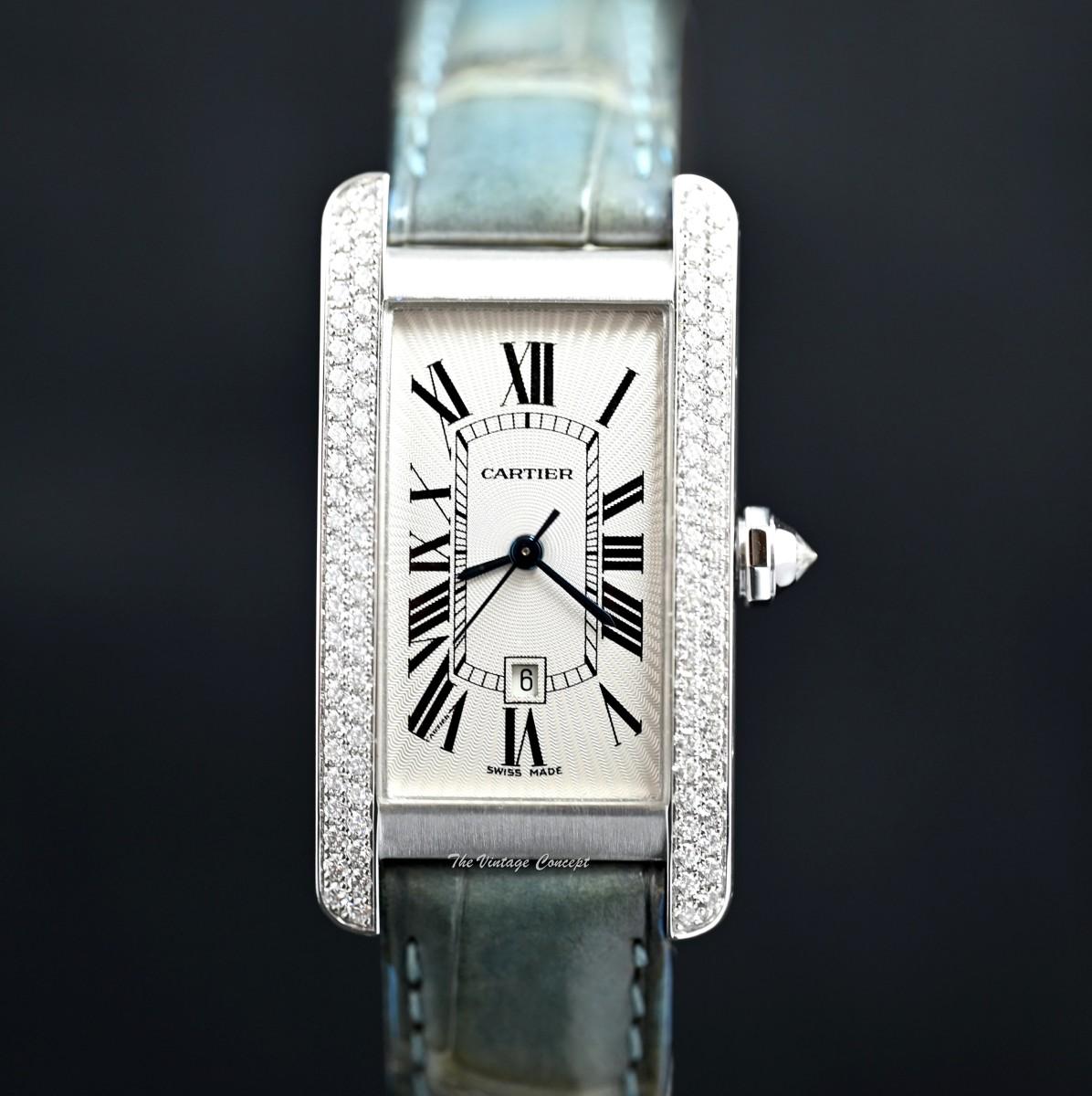 Cartier Tank Americaine 18K WG Diamond Bezel Automatic Ref. 2490 still under Cartier warranty