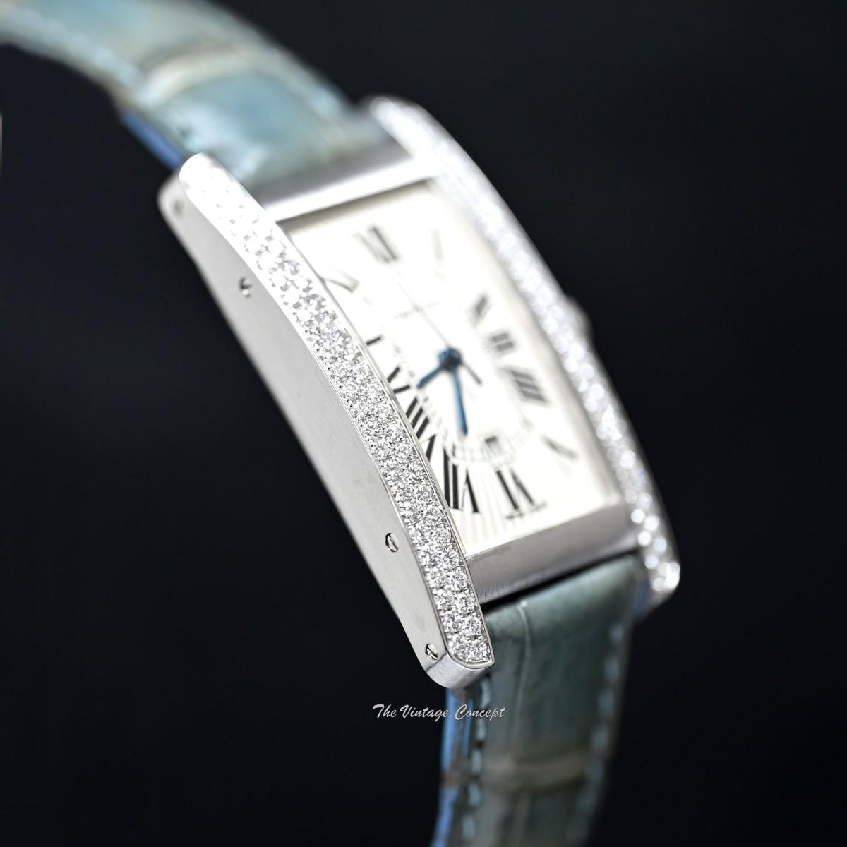 Cartier Tank Americaine 18K WG Diamond Bezel Automatic Ref. 2490 still under Cartier warranty