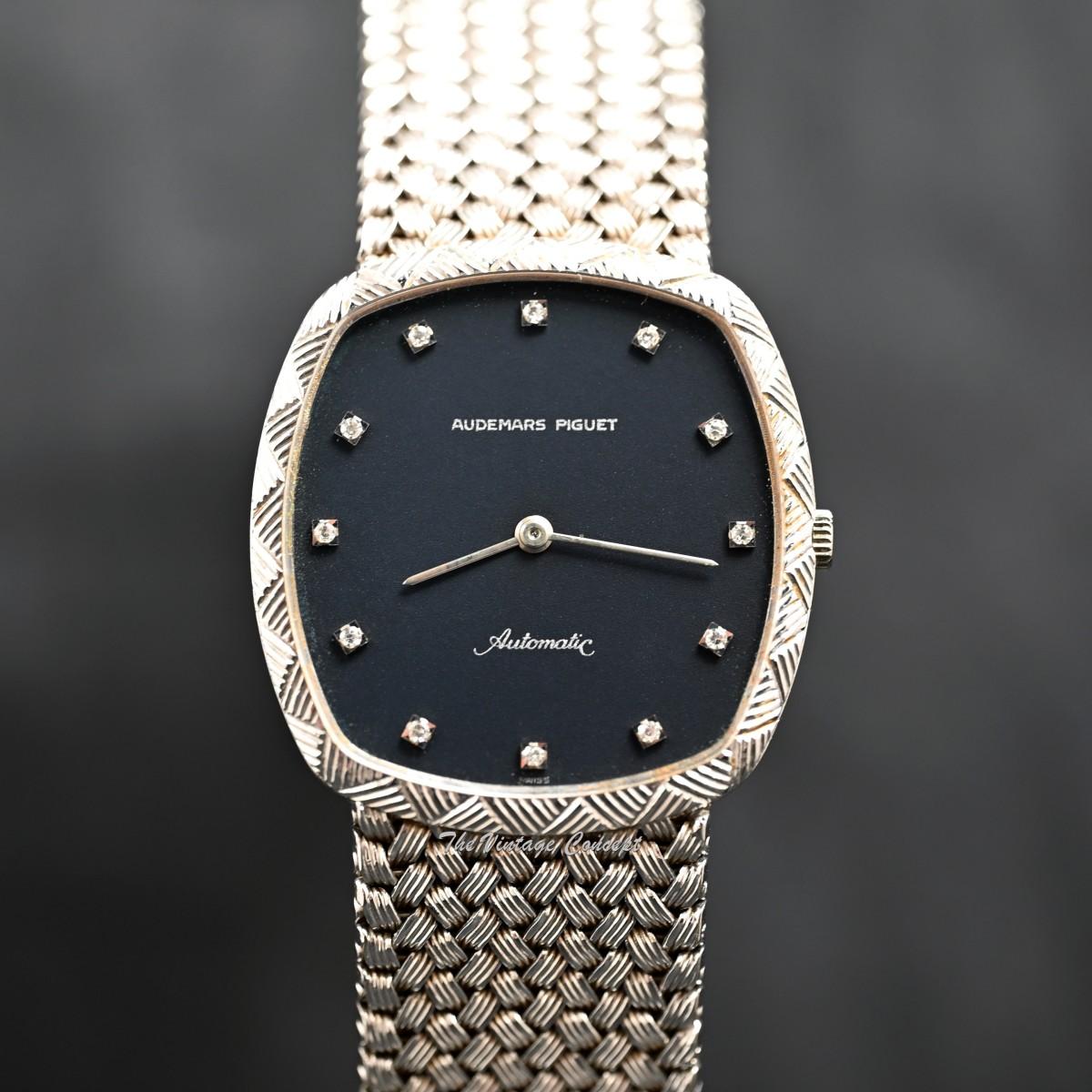 Audemars Piguet AP 18K White Gold Matte Dial w/ Diamond Indexes Automatic Integrated Bracelet