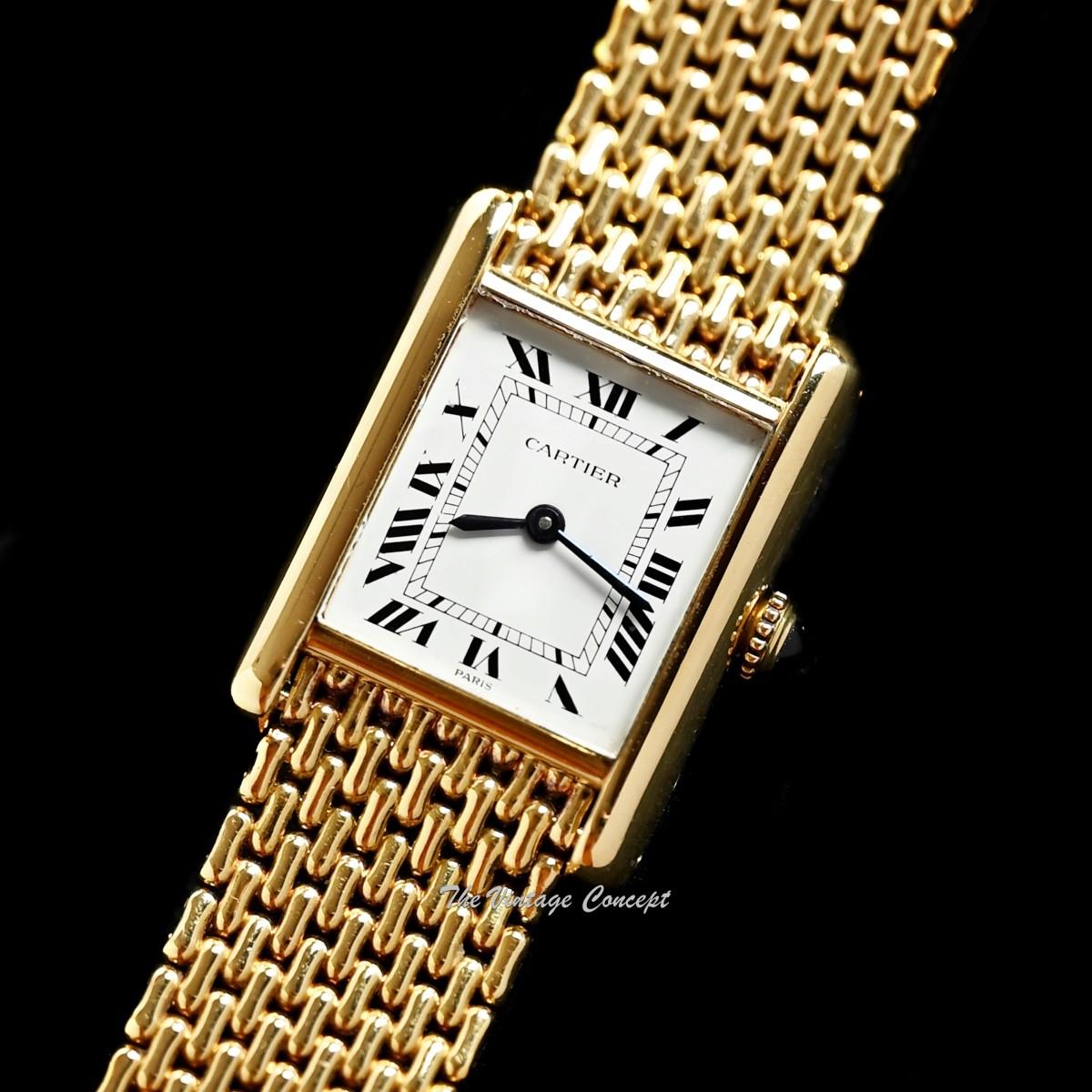 Cartier Mini Tank Louis 18K YG Paris Dial Ref. 78087 Manual Wind w/ Integrated Bracelet  (SOLD)