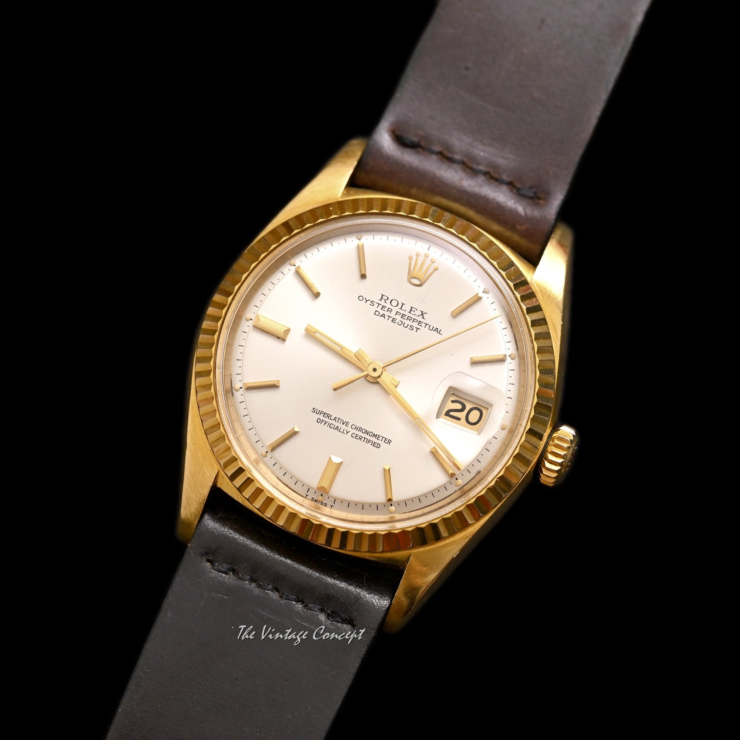 Rolex 18K Yellow Gold Datejust Silver Dial Ref. 1601 w/ Leather Strap (ON HOLD)