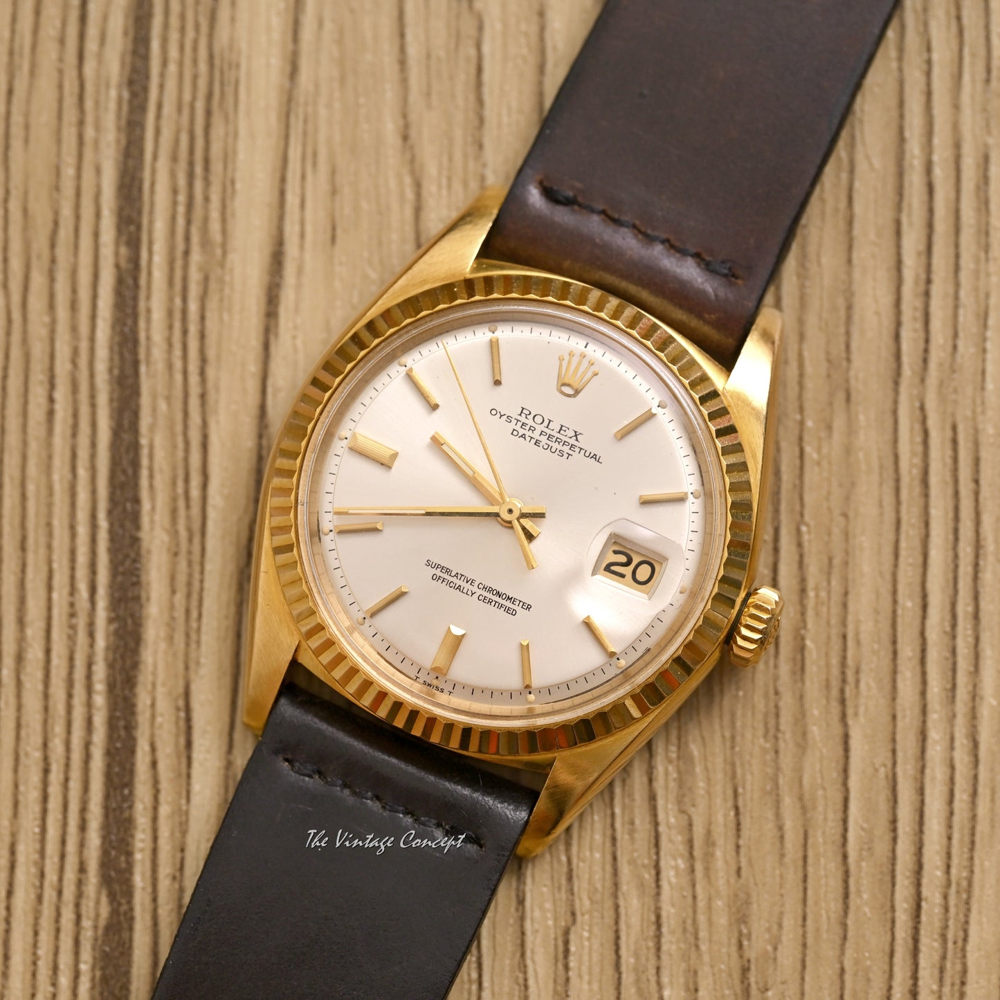 Rolex 18K Yellow Gold Datejust Silver Dial Ref. 1601 w/ Leather Strap (ON HOLD)