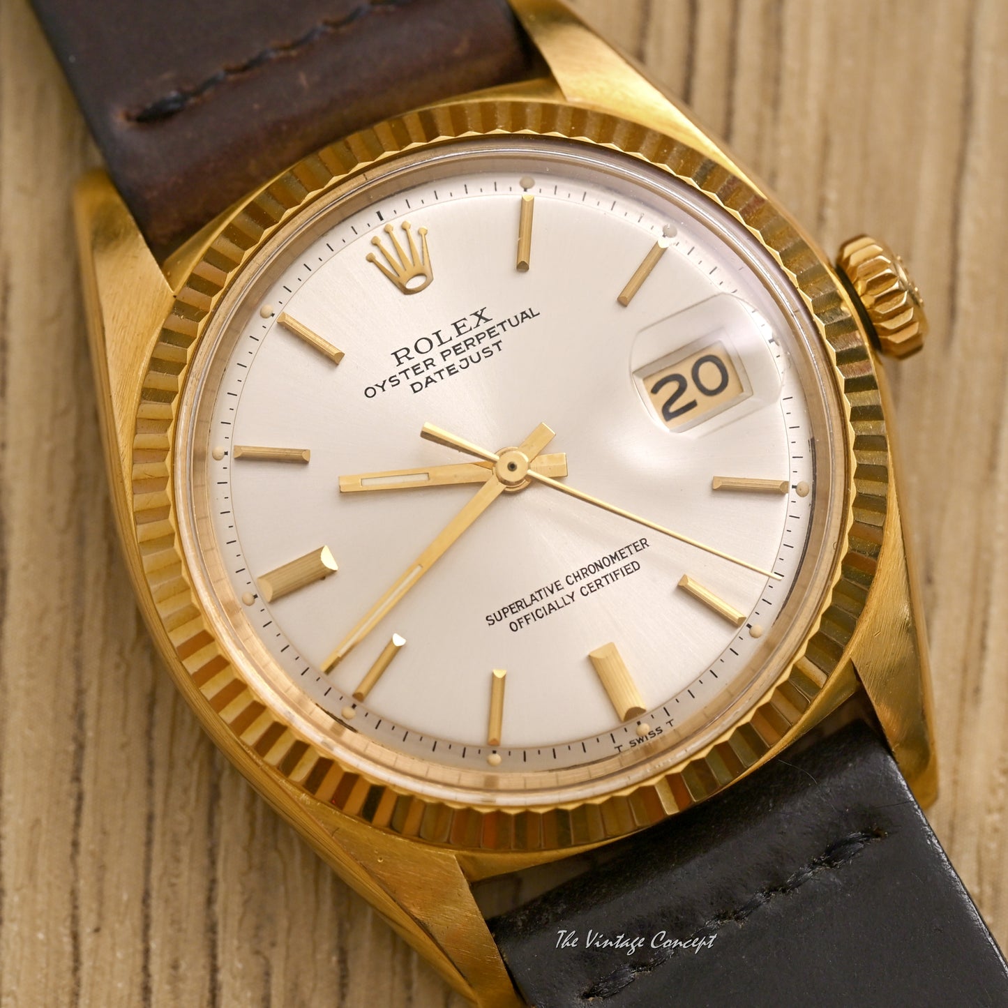 Rolex 18K Yellow Gold Datejust Silver Dial Ref. 1601 w/ Leather Strap (ON HOLD)
