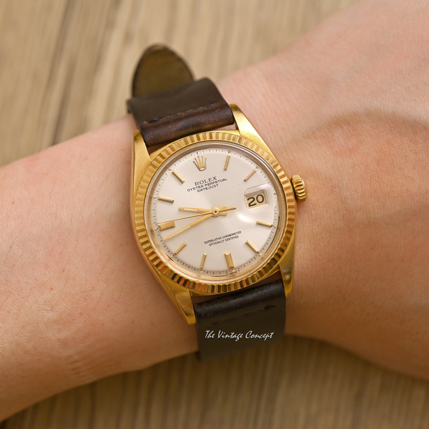 Rolex 18K Yellow Gold Datejust Silver Dial Ref. 1601 w/ Leather Strap (ON HOLD)