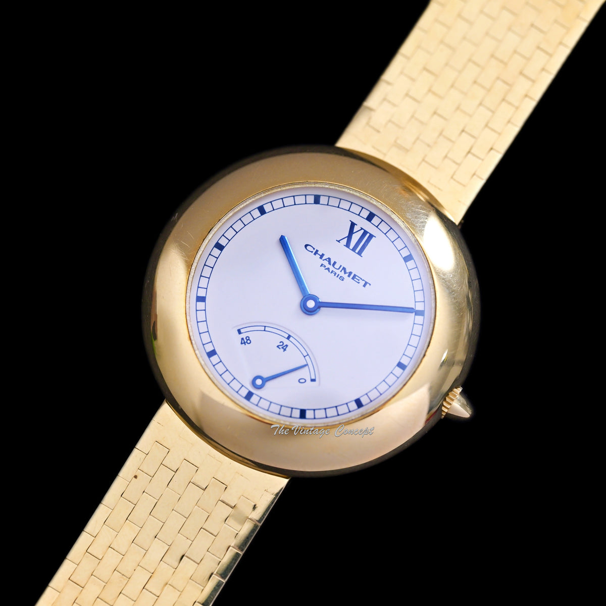 Montre Vintage Chaumet Design Mécanique - Boîtier Et Bracelet Plaqué Or, Fonctionne - Occasion