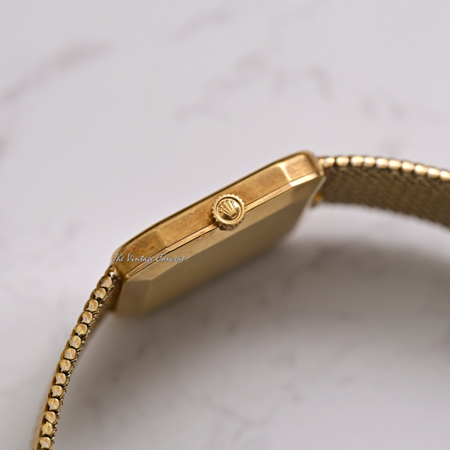 Rolex 18K Yellow Gold & White Gold Cellini Houndstooth Pattern Dial Manual Wind Ref. 4349