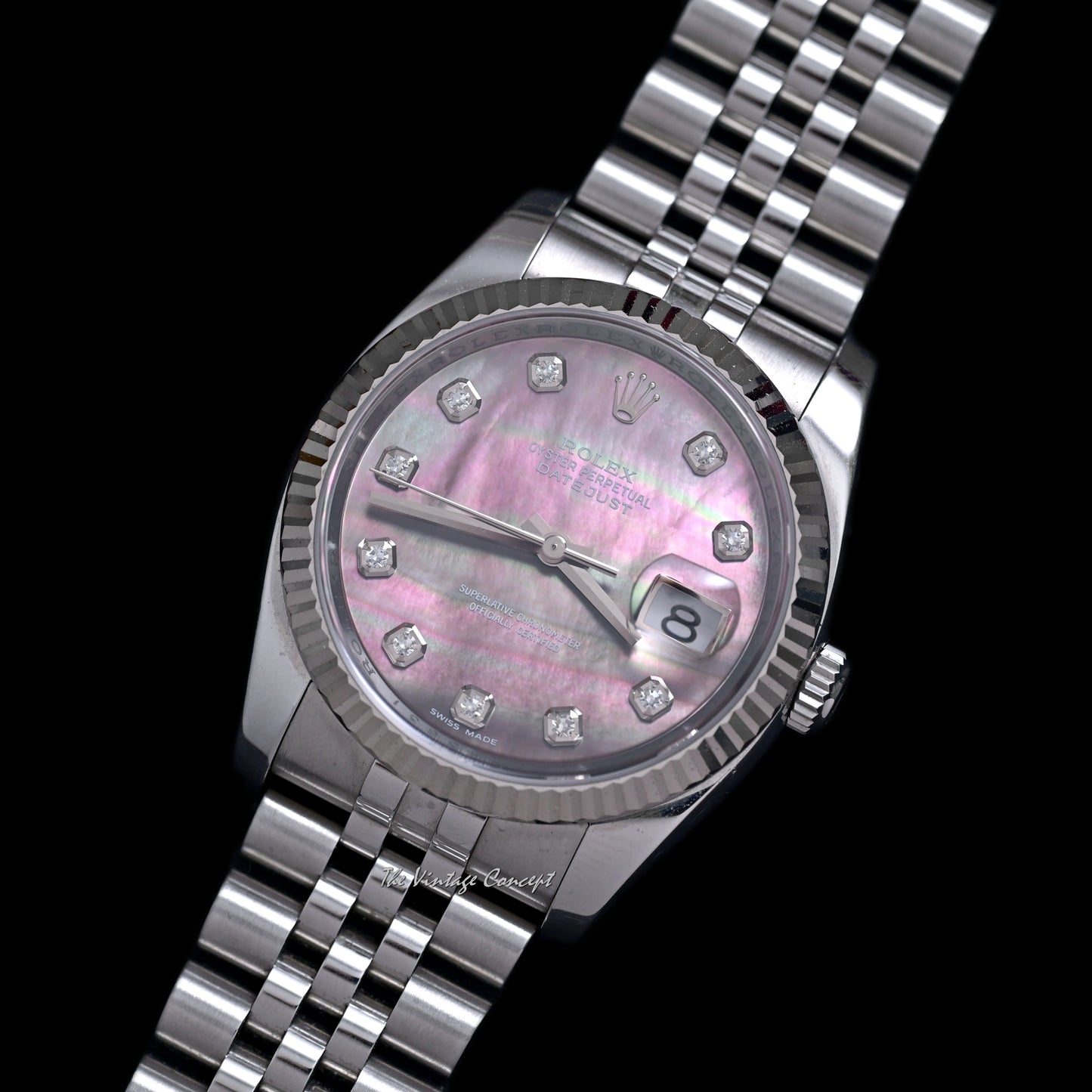 Rolex Steel Datejust MOP Dial with Diamond Indexes w/ card Ref. 116234