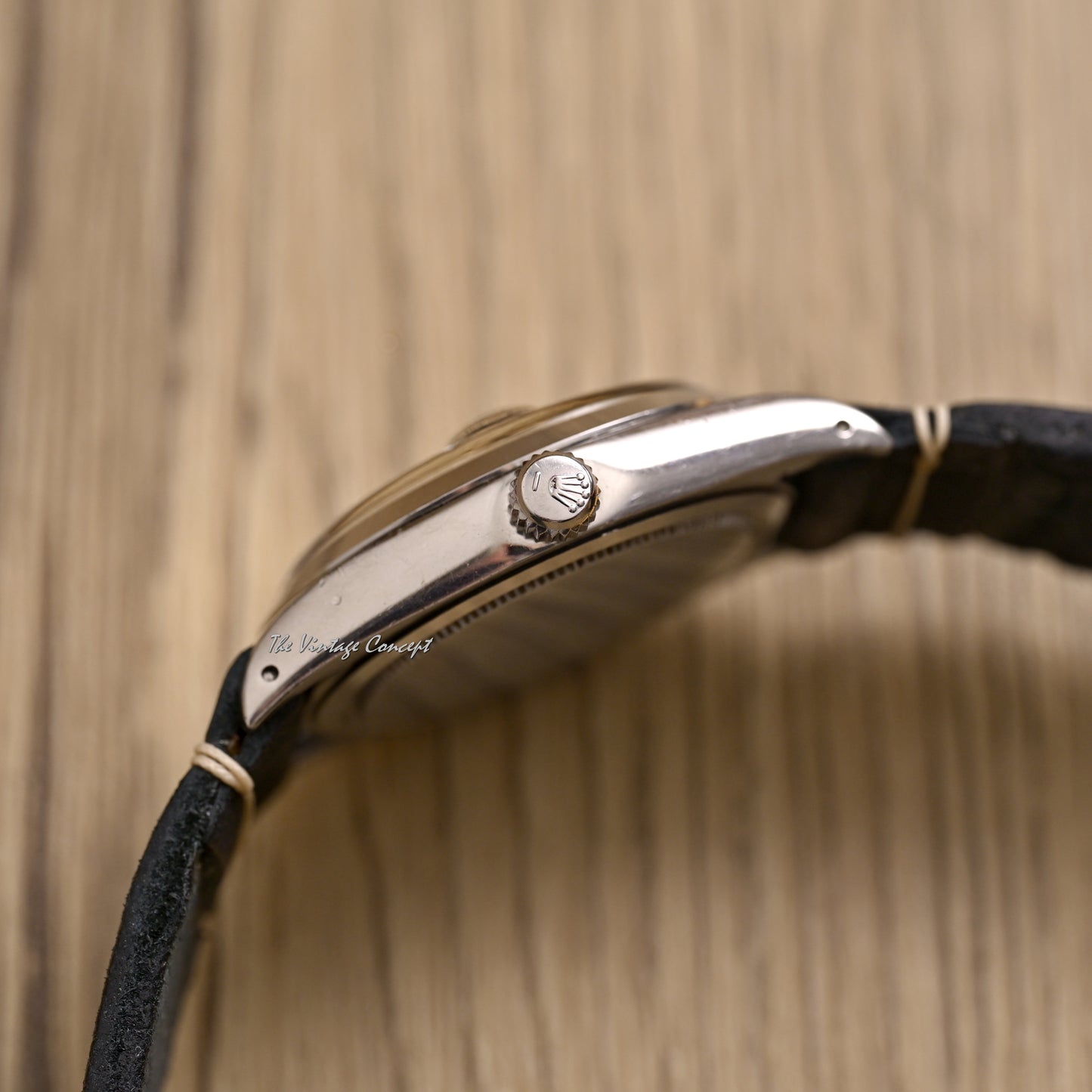 Rolex Steel Oyster Date Gilt Dial w/ Leather Strap Ref. 6694