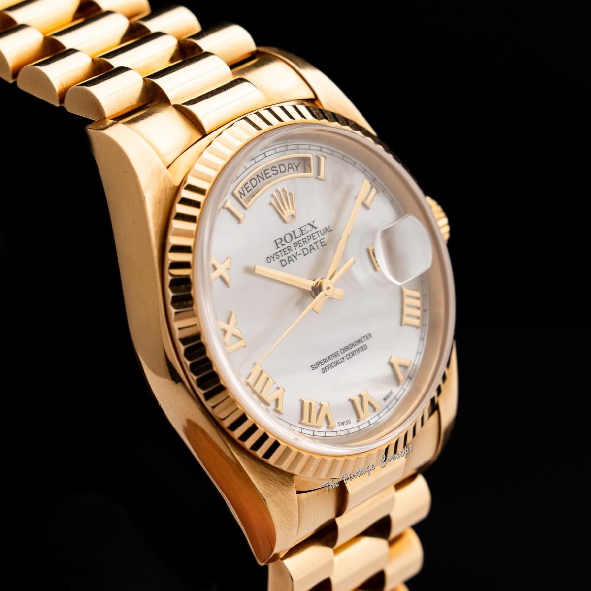 Rolex Day-Date 18K Yellow Gold Mother of Pearl Roman Indexes 18238 (Box Set) (SOLD)