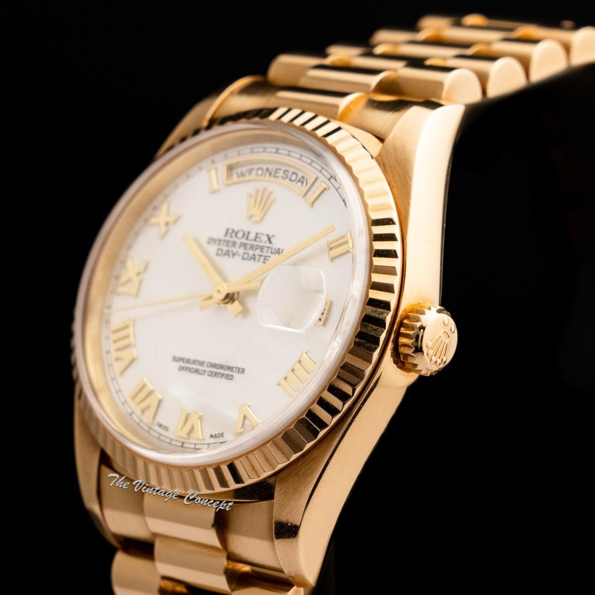 Rolex Day-Date 18K Yellow Gold Mother of Pearl Roman Indexes 18238 (Box Set) (SOLD)