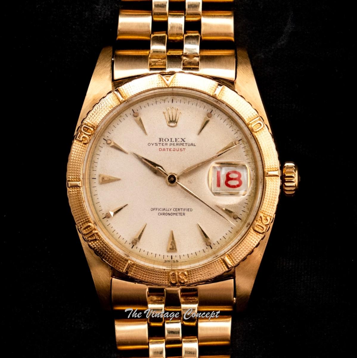 Rolex 18K YG Bubbleback Turn-O-Graph Red Datejust 6309