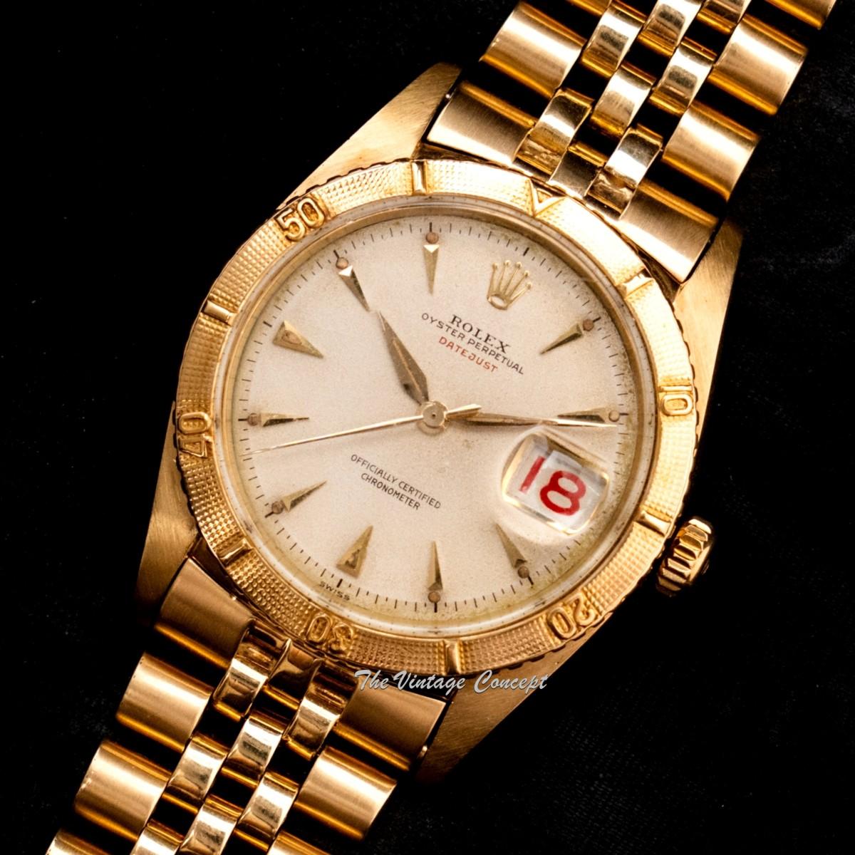 Rolex 18K YG Bubbleback Turn-O-Graph Red Datejust 6309