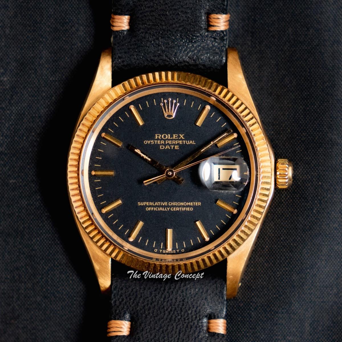 Rolex Oyster Perpetual Date 18K Yellow Gold Black Matte Dial 1503 (SOLD)