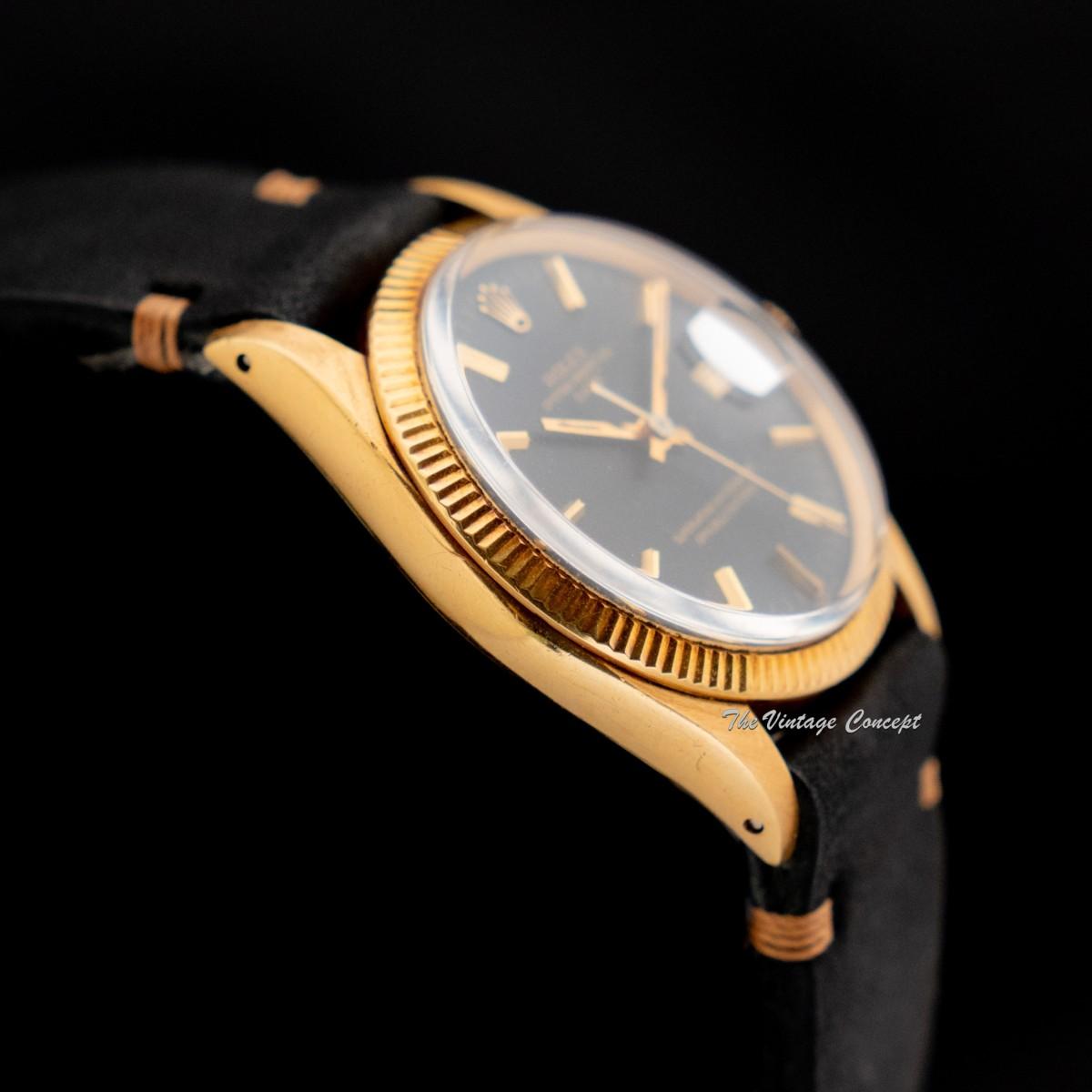 Rolex Oyster Perpetual Date 18K Yellow Gold Black Matte Dial 1503 (SOLD)