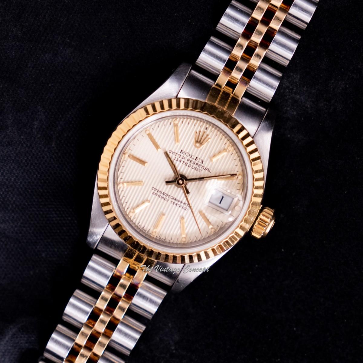 Rolex Lady Datejust Two-Tone Gold Linen Dial 69173 with Jubilee Bracelet  (SOLD)