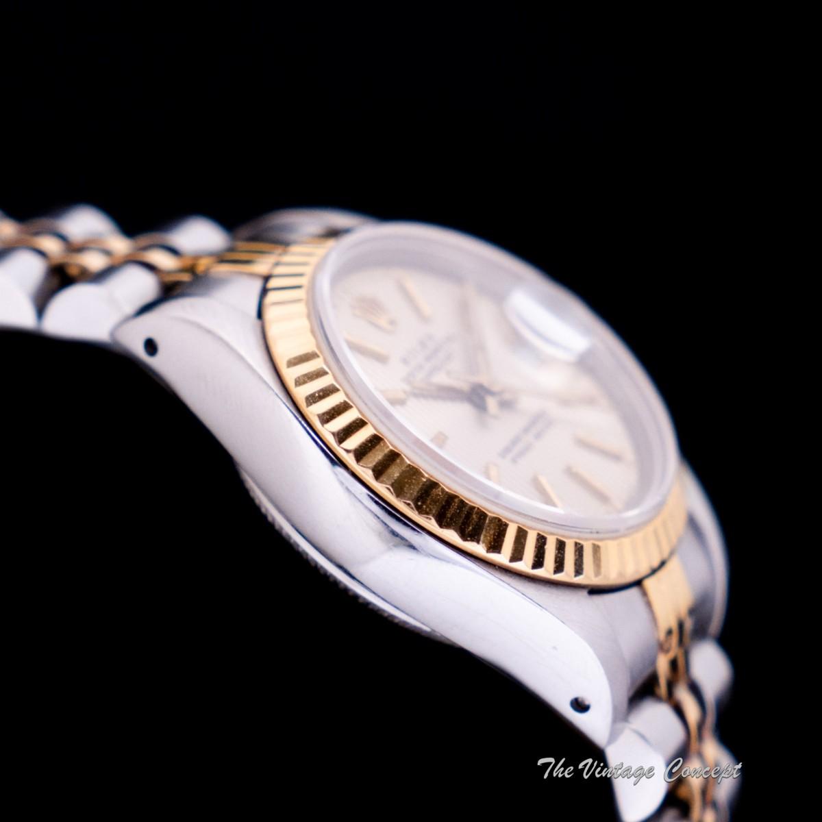 Rolex Lady Datejust Two-Tone Gold Linen Dial 69173 with Jubilee Bracelet  (SOLD)