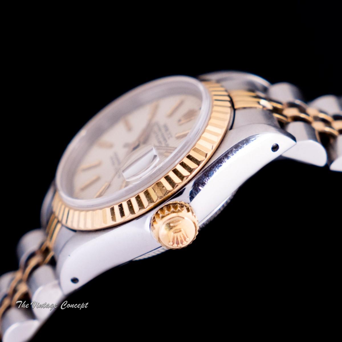 Rolex Lady Datejust Two-Tone Gold Linen Dial 69173 with Jubilee Bracelet  (SOLD)