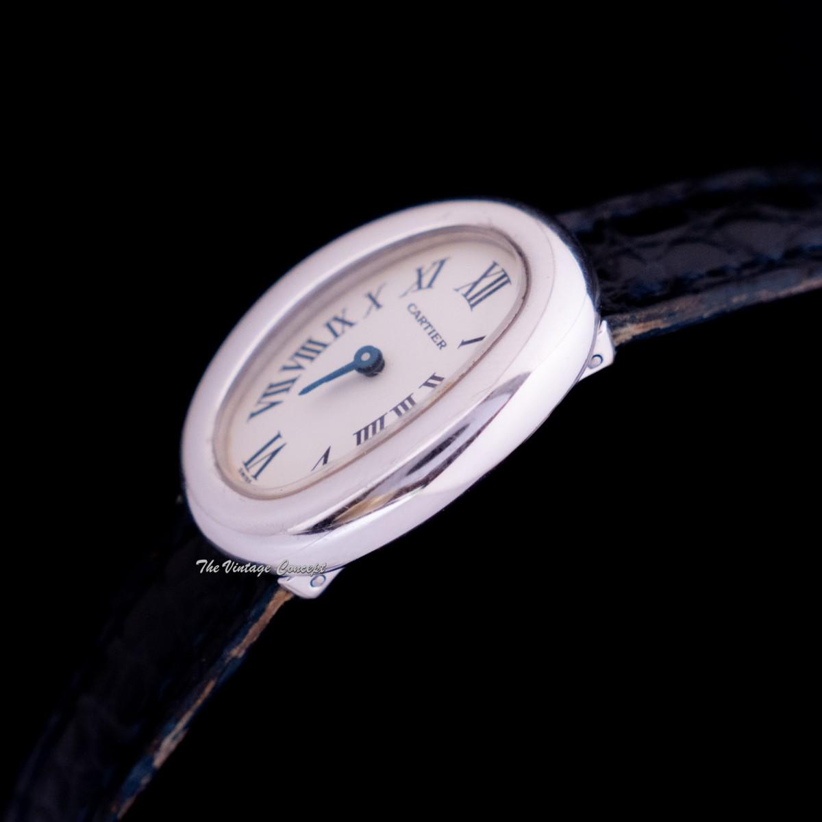 Cartier Lady Mini Baignoire 2369 18K White Gold Quartz w/ Leather Strap & Pin Set  (SOLD)