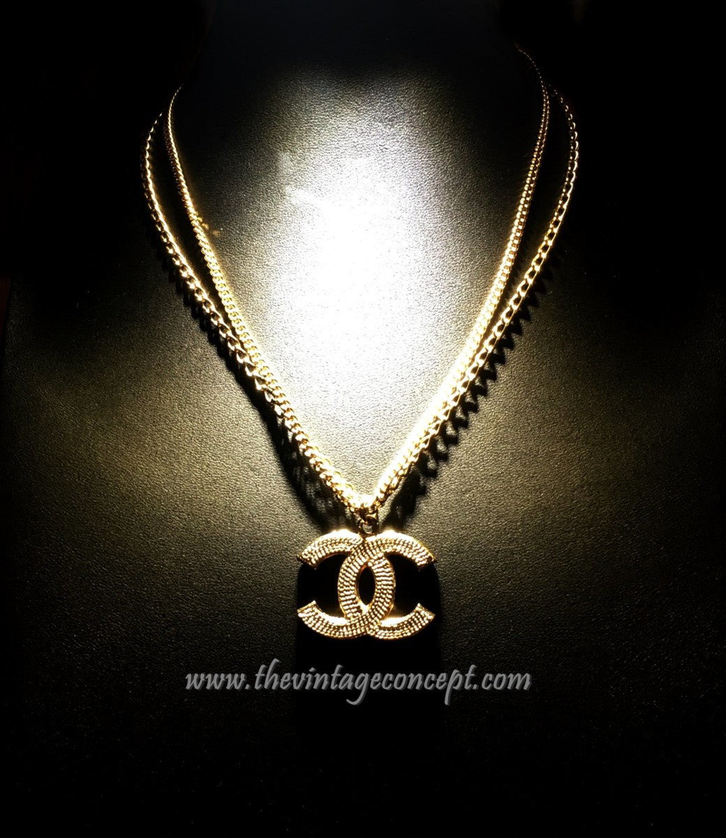 Chanel Double Chain Logo Short Necklace 06P (SOLD)