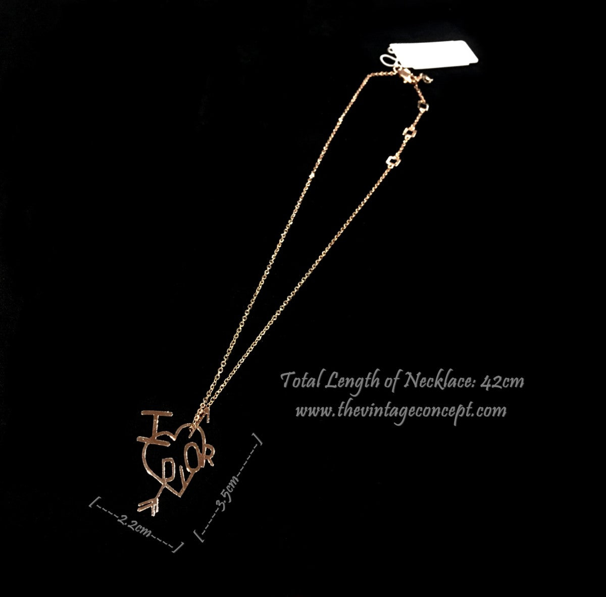 Dior Gold Tone Heart & Arrow Short Necklace (Gift Box Set)