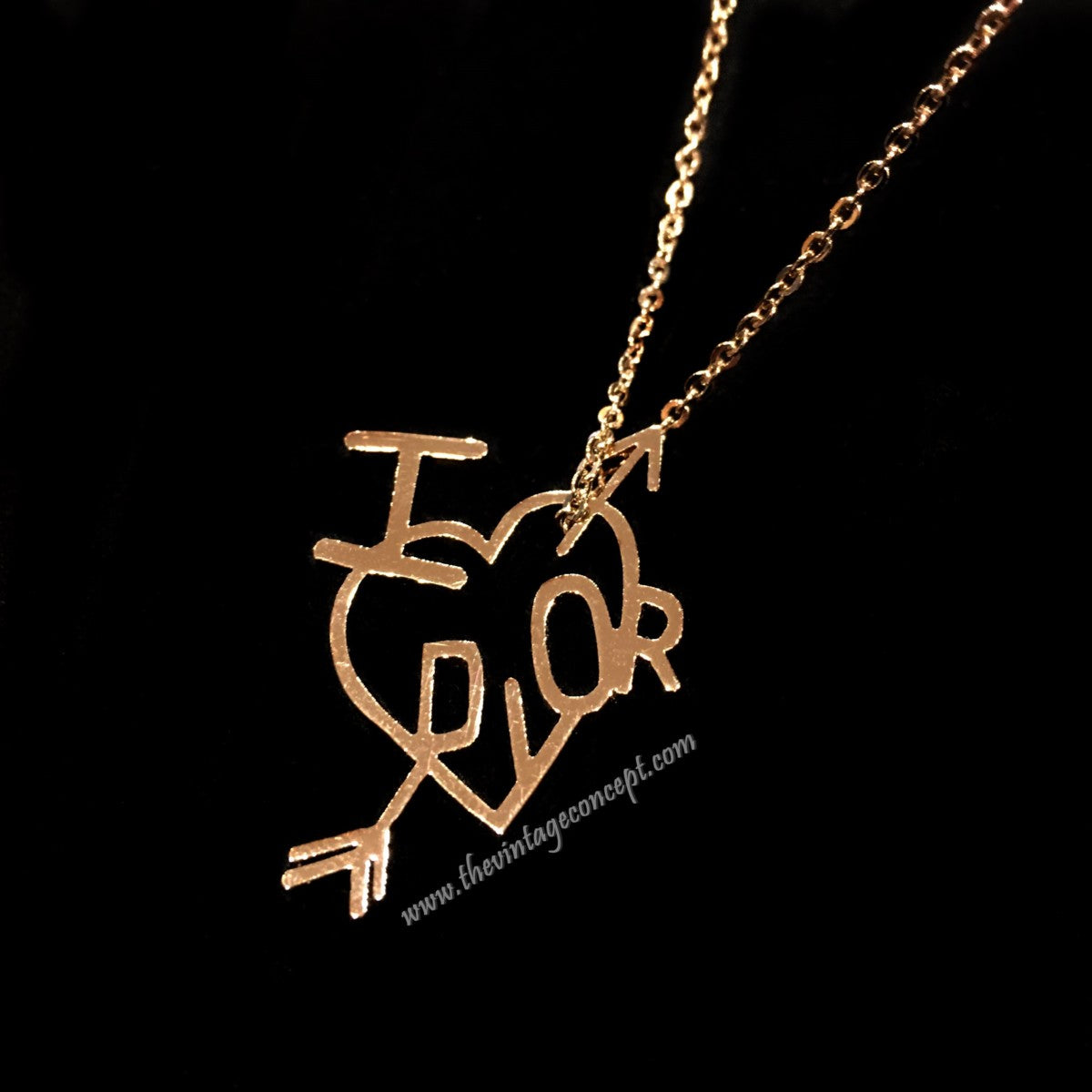 Dior Gold Tone Heart & Arrow Short Necklace (Gift Box Set)