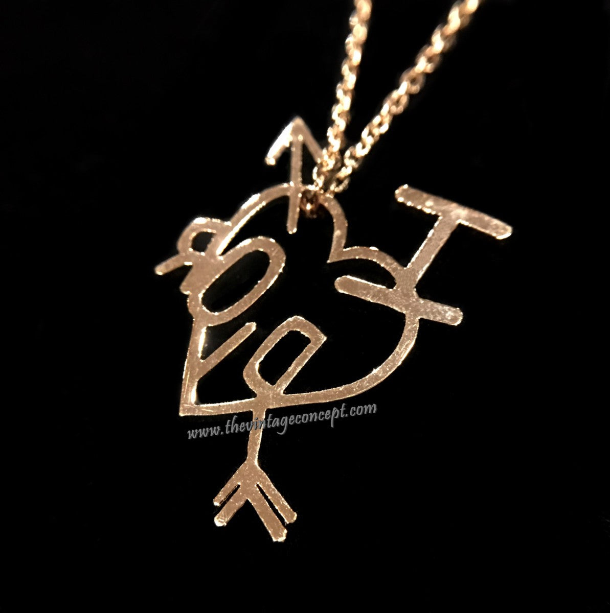 Dior Gold Tone Heart & Arrow Short Necklace (Gift Box Set)