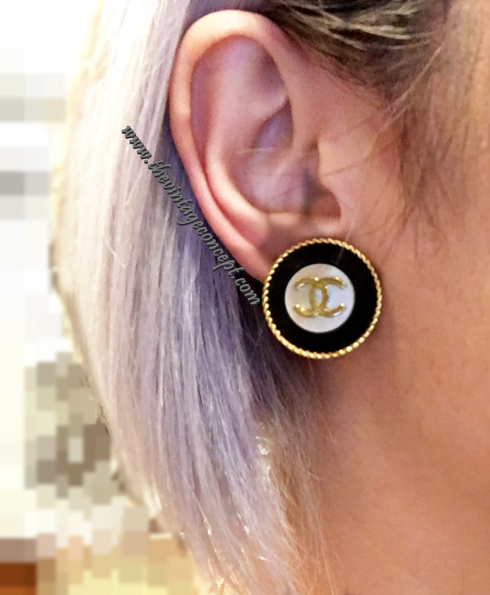 Chanel Mother of Pearl Logo Clip Earring (SOLD)