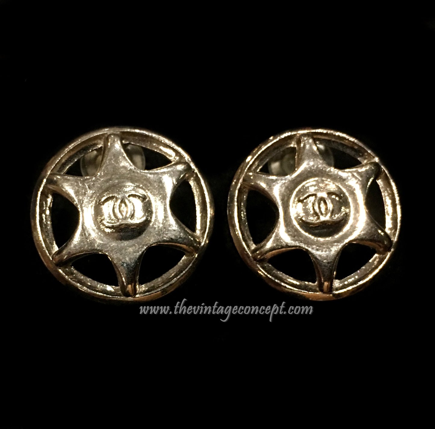 Chanel Silver Tone Rim Shape Clip Earrings 97A