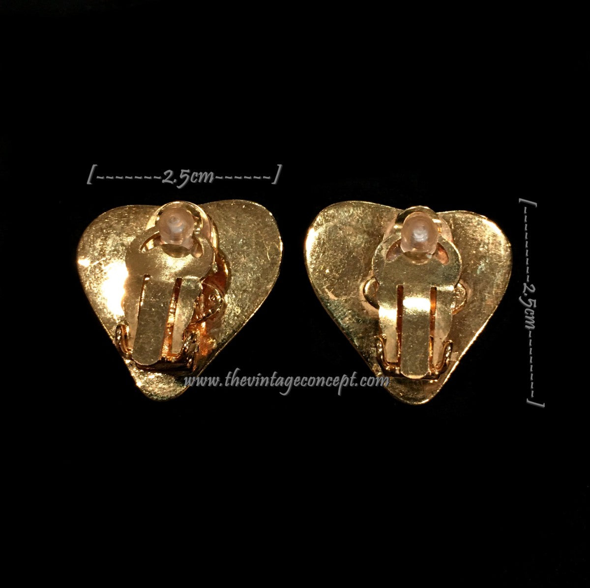 Chanel Gold Tone Heart Shape Logo Clip Earring 93P (SOLD)