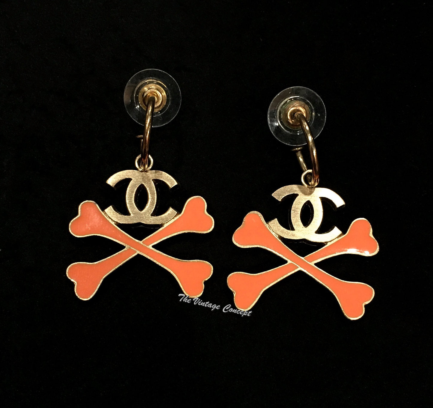 Chanel Cross Bone Logo Earrings 03P (SOLD)