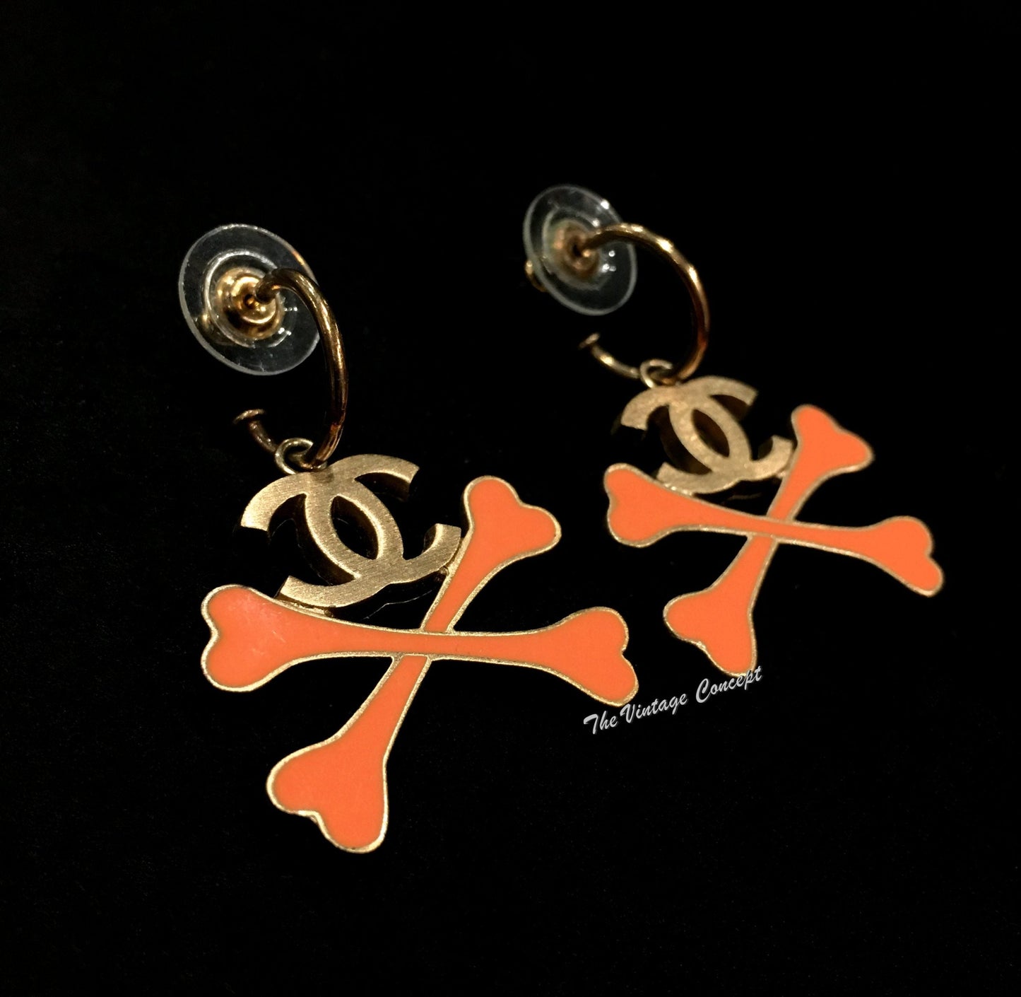 Chanel Cross Bone Logo Earrings 03P (SOLD)