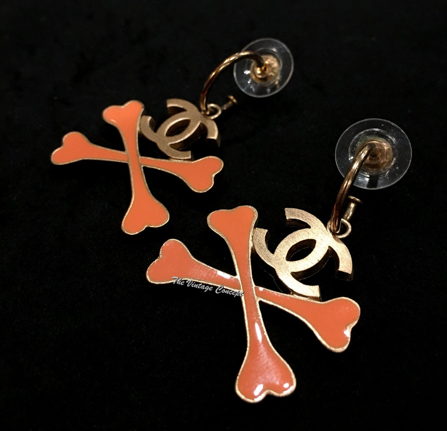 Chanel Cross Bone Logo Earrings 03P (SOLD)