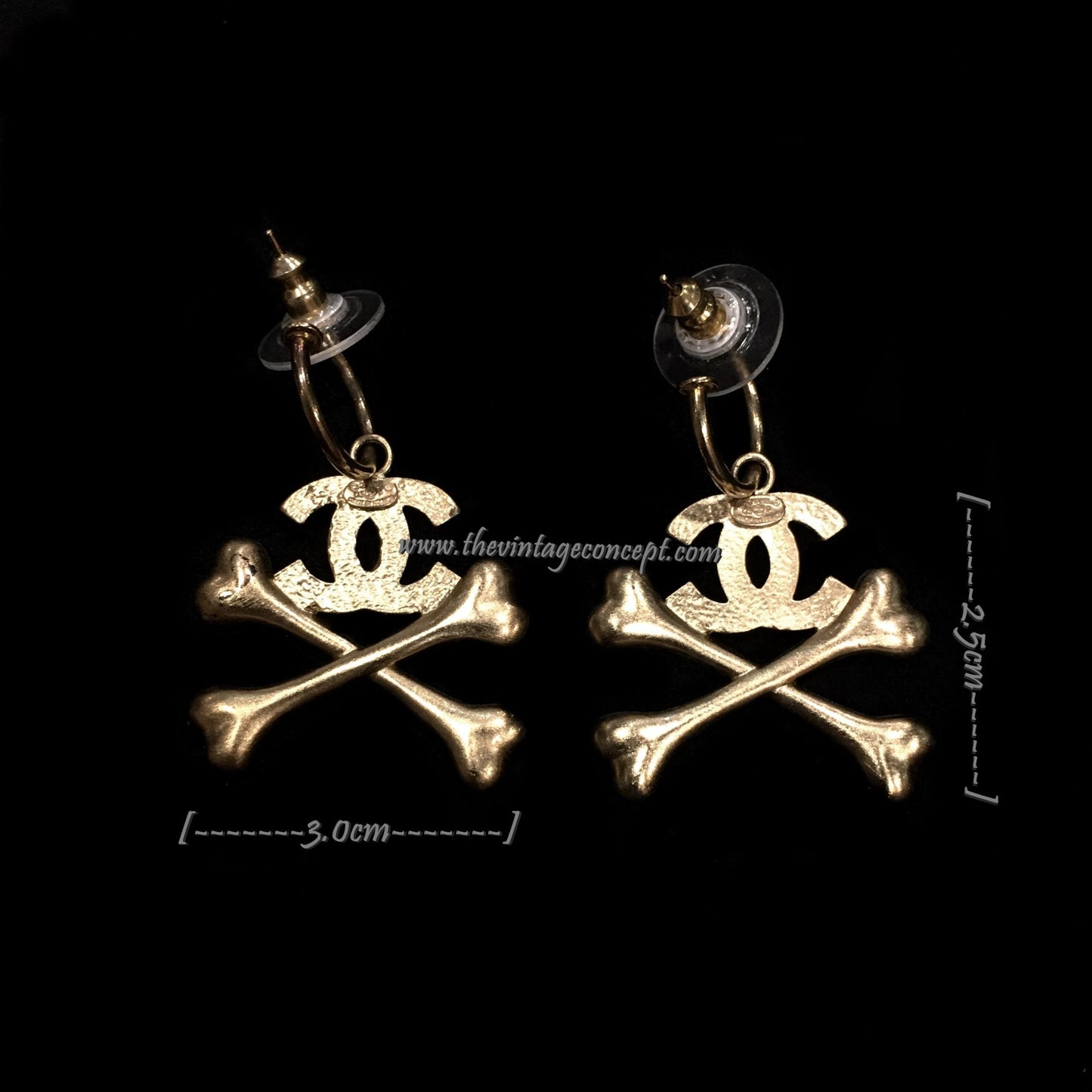 Chanel Cross Bone Logo Earrings 03P (SOLD)