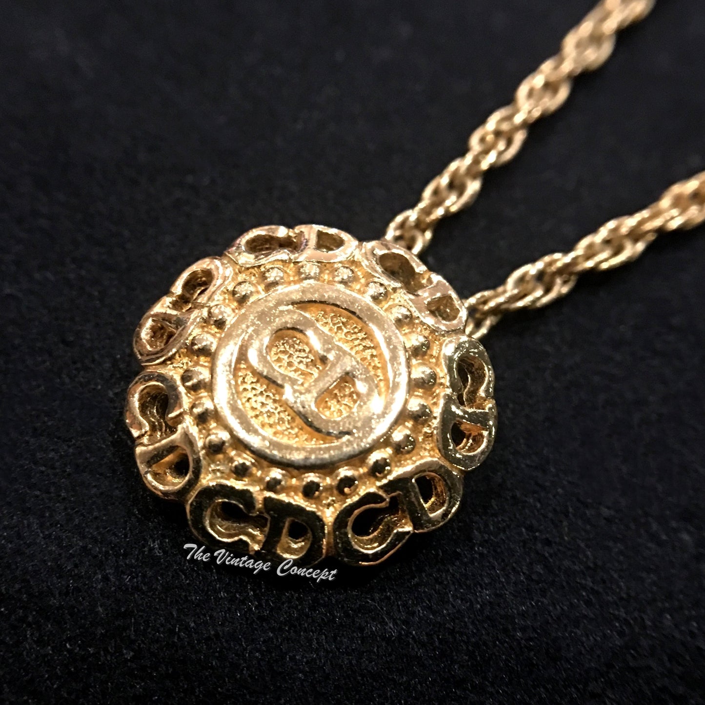 Dior Gold Tone "CD" logo Pendant Necklace