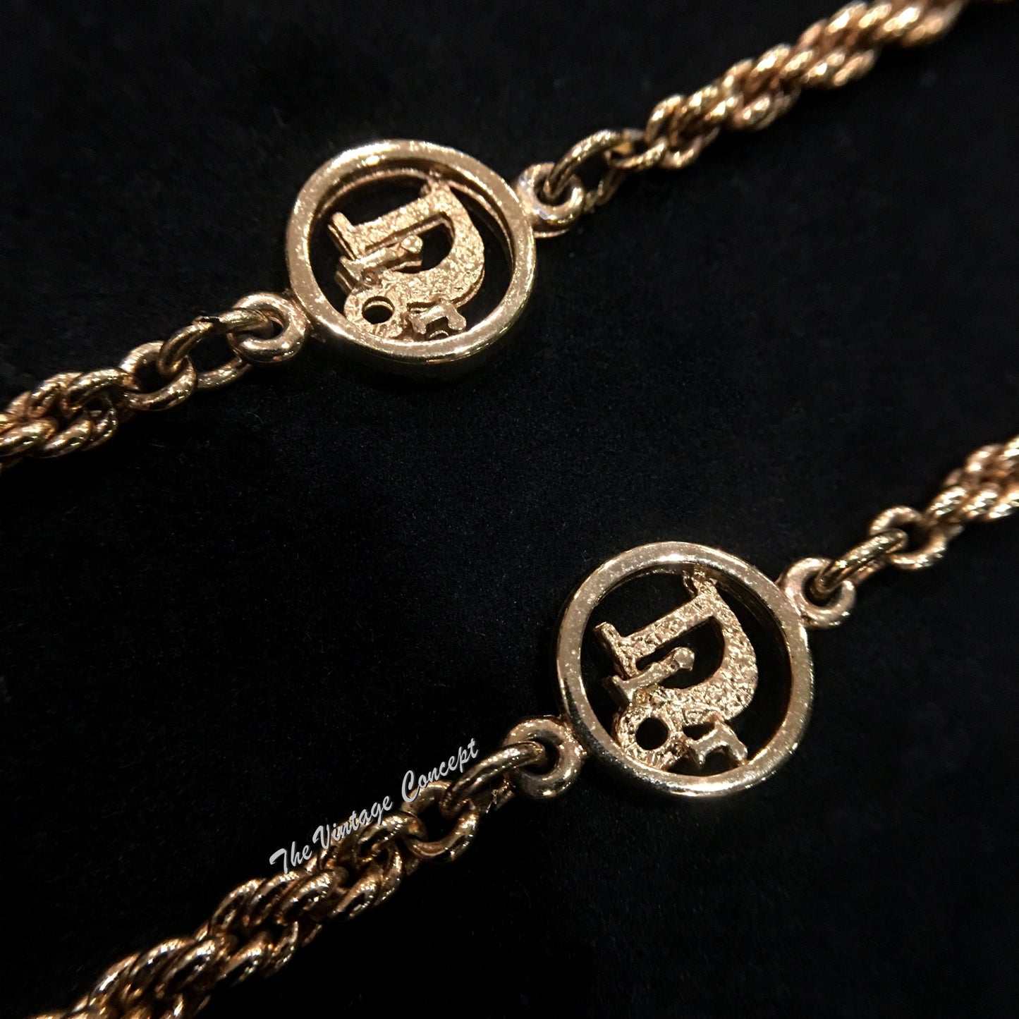 Dior Gold Tone w/ 4 Logo Small Pendants Necklace from 90's  (SOLD)