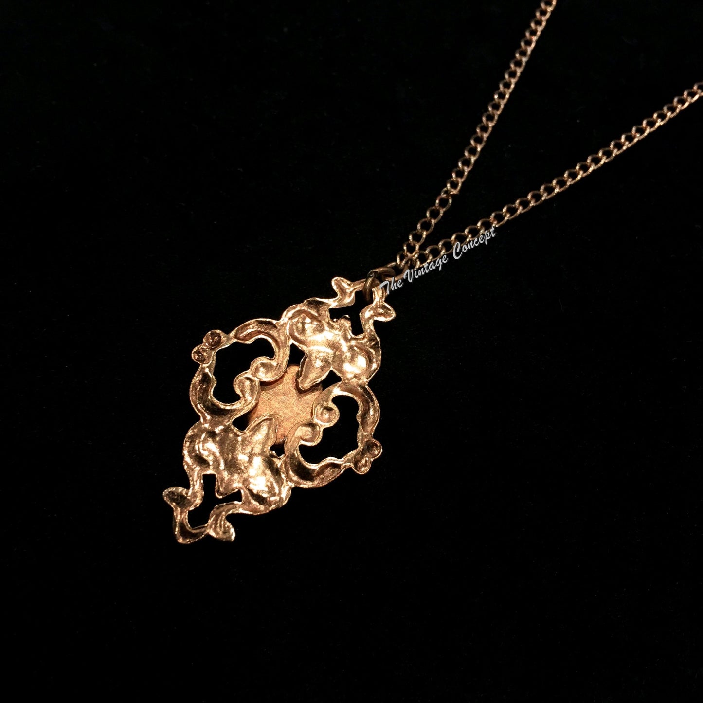 Gold Tone Victorian Small Pendant Necklace 1928  (SOLD)