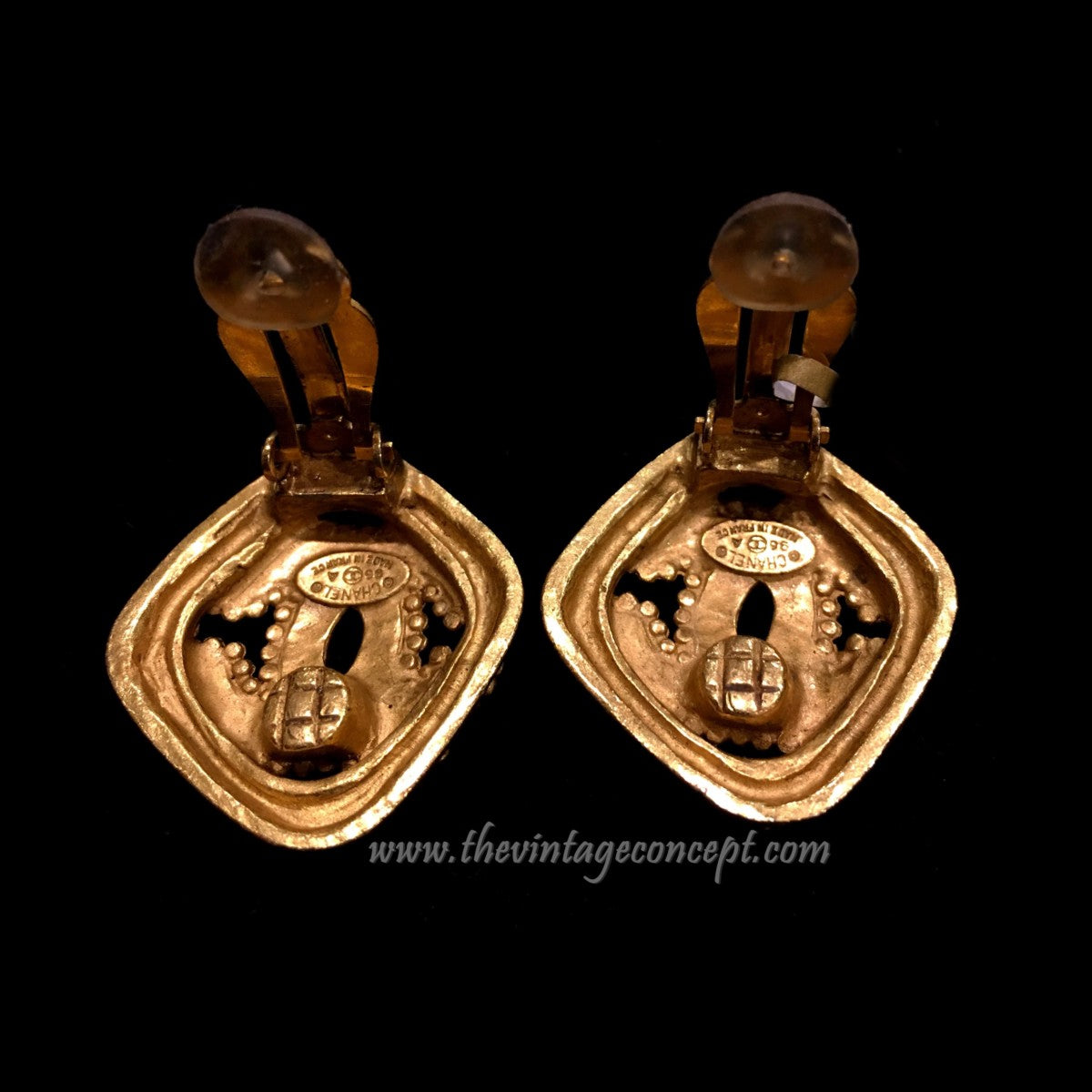 Chanel Diamond-Shaped Logo Clips Earrings (SOLD)