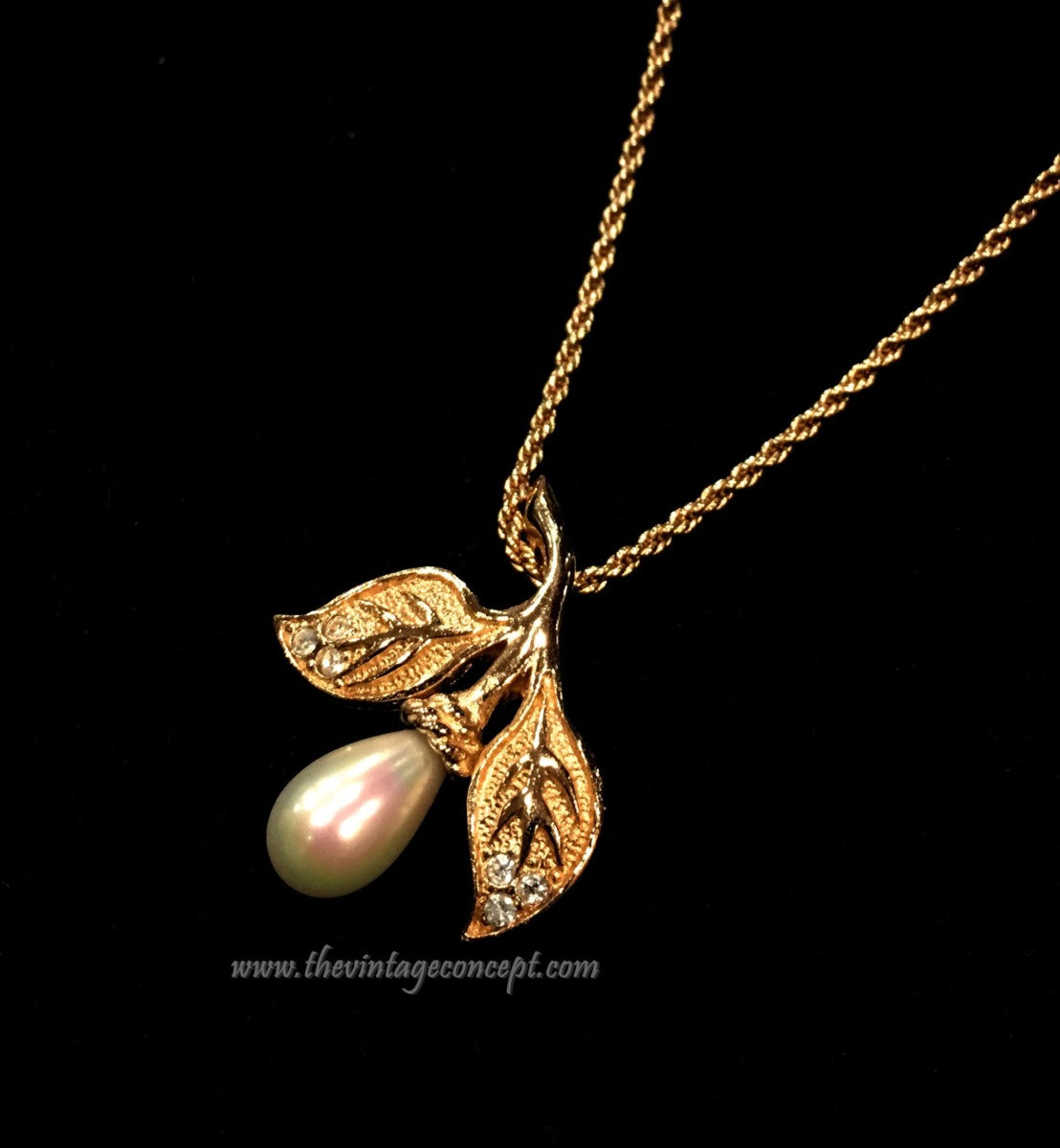 Christian Dior Pearl Drop Leave Necklace (SOLD)