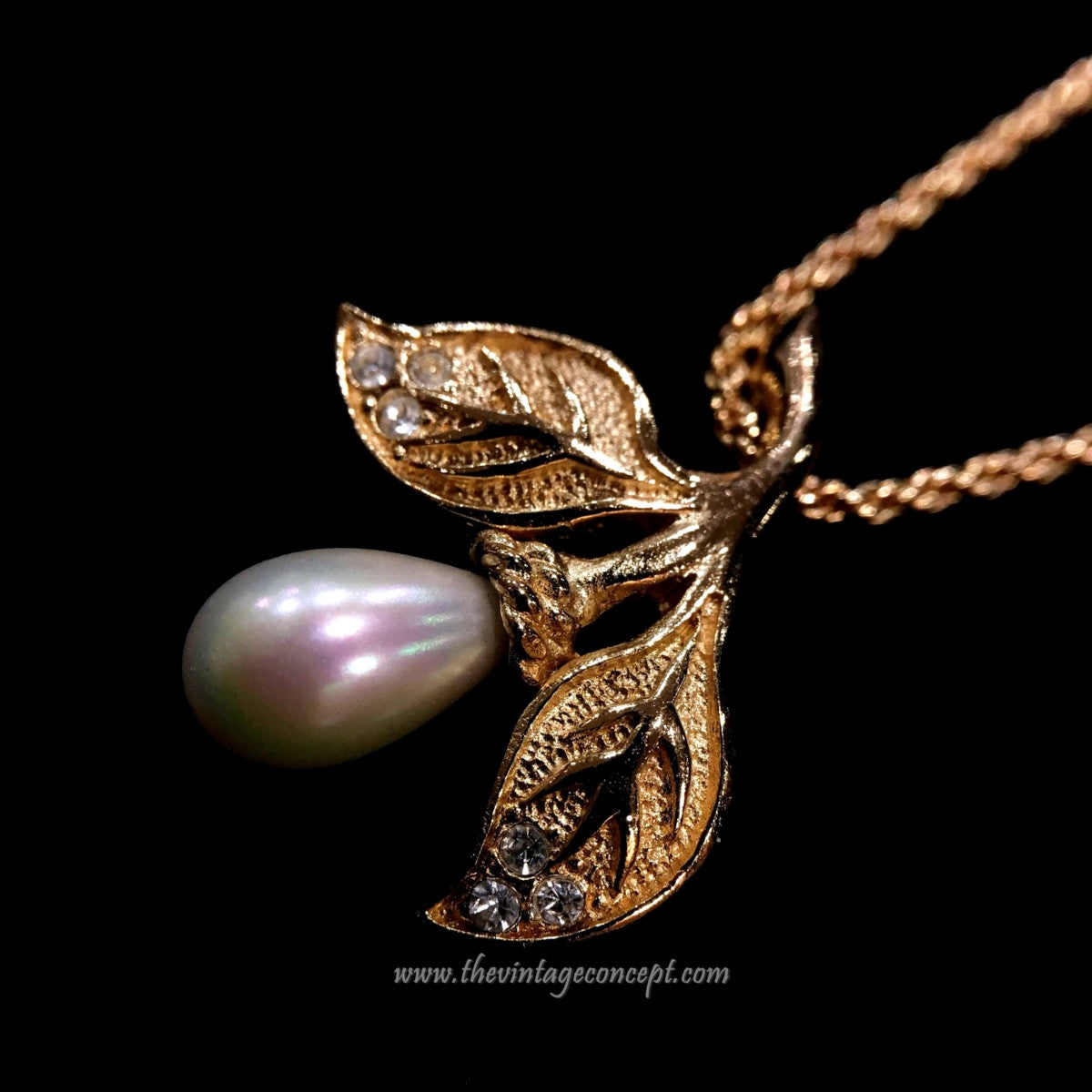 Christian Dior Pearl Drop Leave Necklace (SOLD)