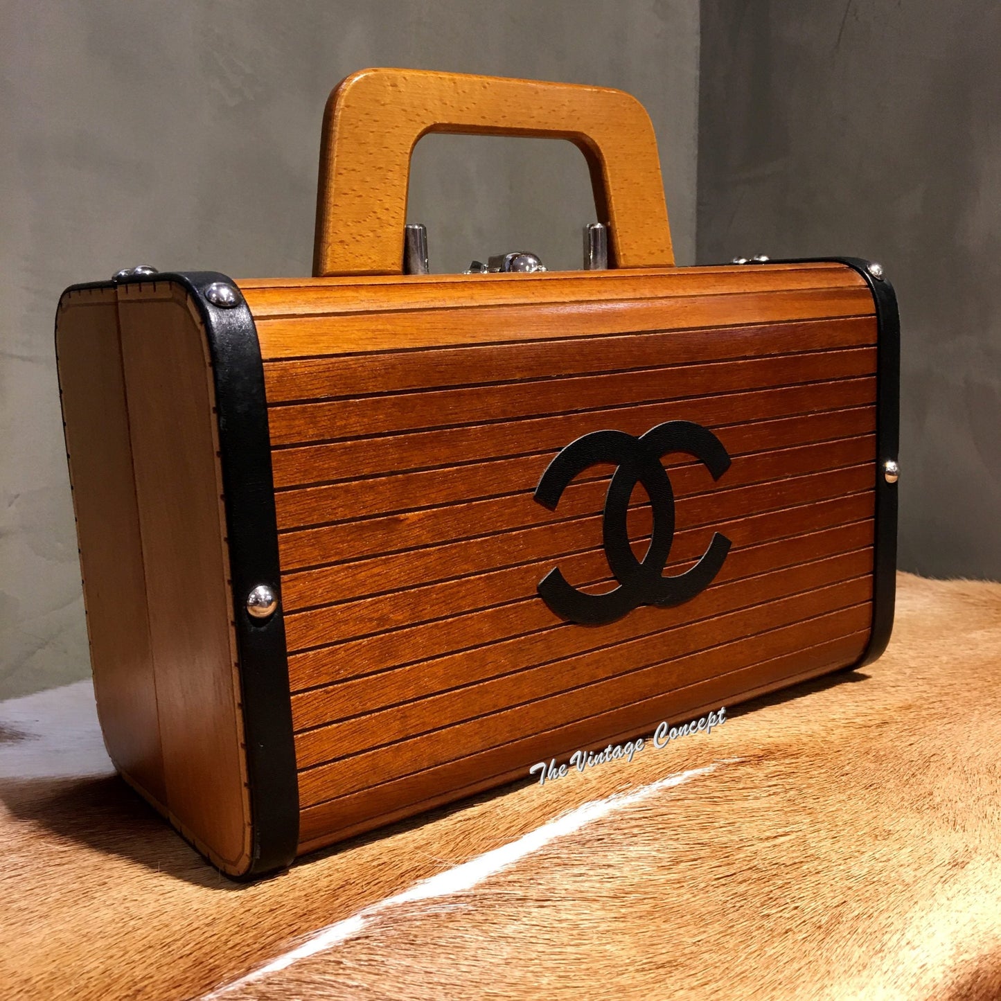 Vintage Chanel Brown Wooden Trunk Cruise Handbag Limited to 100 VIP Clients from 1994 (SOLD)