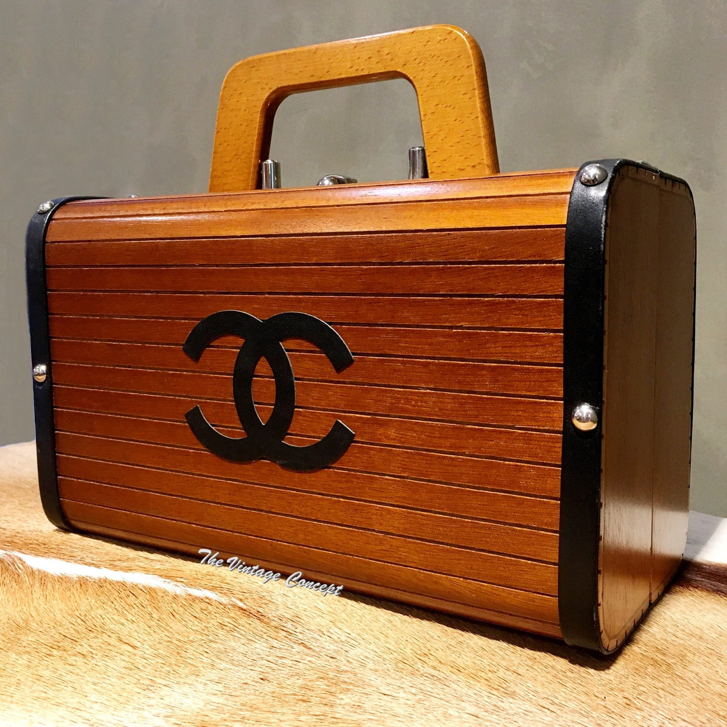 Vintage Chanel Brown Wooden Trunk Cruise Handbag Limited to 100 VIP Clients from 1994 (SOLD)