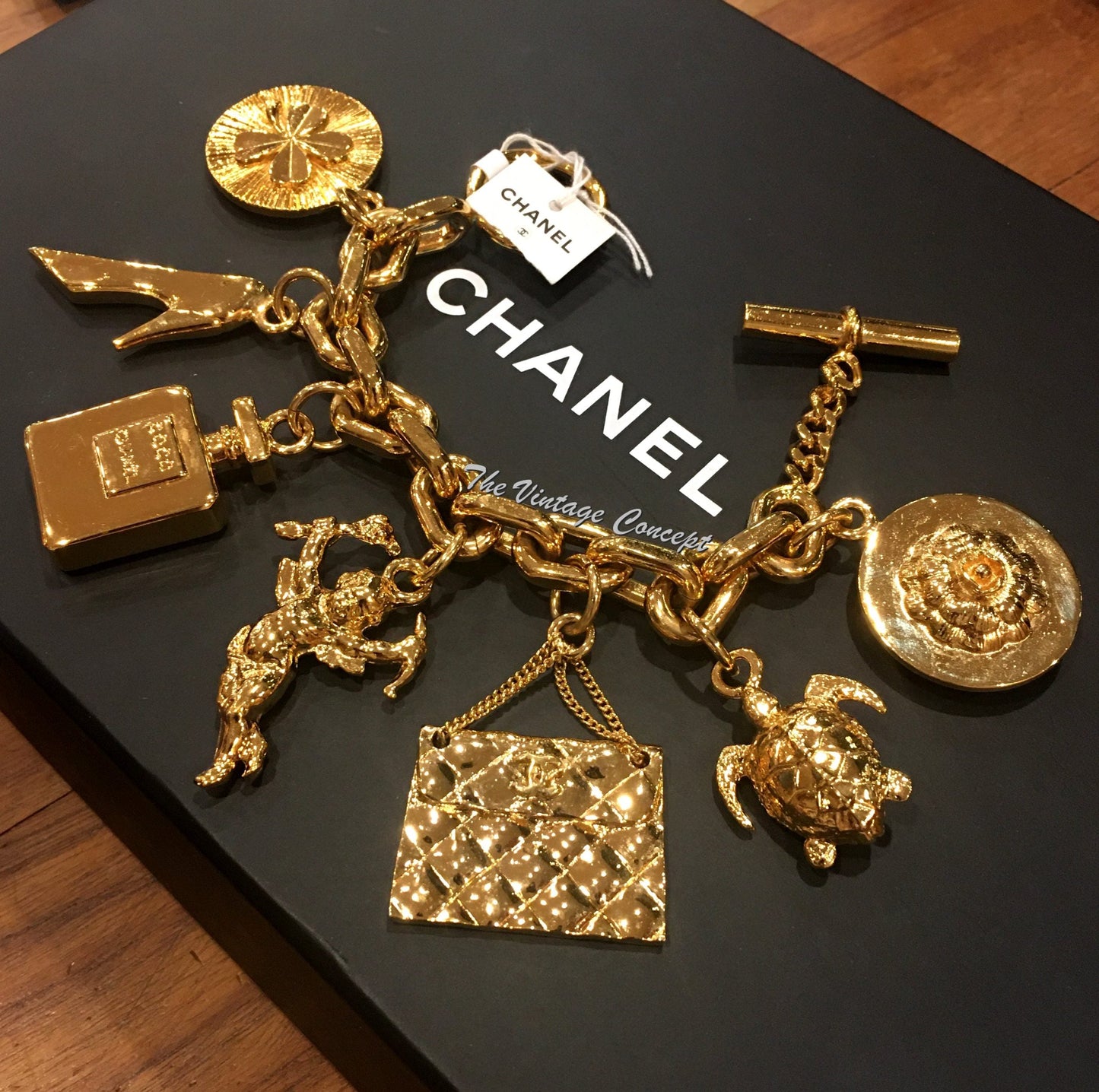 Chanel Gold Tone Heavy Charm Bracelet from 1980's (SOLD)