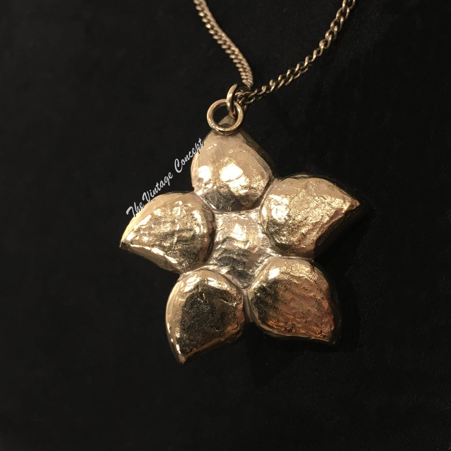 Chanel Flower Shape Clear Stone Pendant Short Necklace B12A (SOLD)